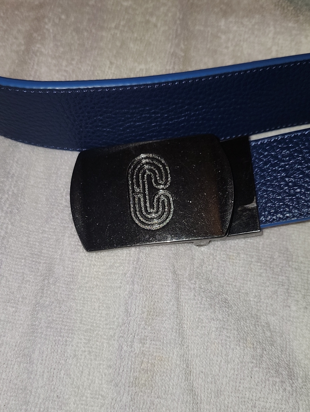 Coach Reversible Blue/Orange Pebbled Leather Belt